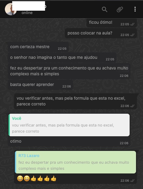 Feedback de aluno satisfeito com o aumento de faturamento após o curso